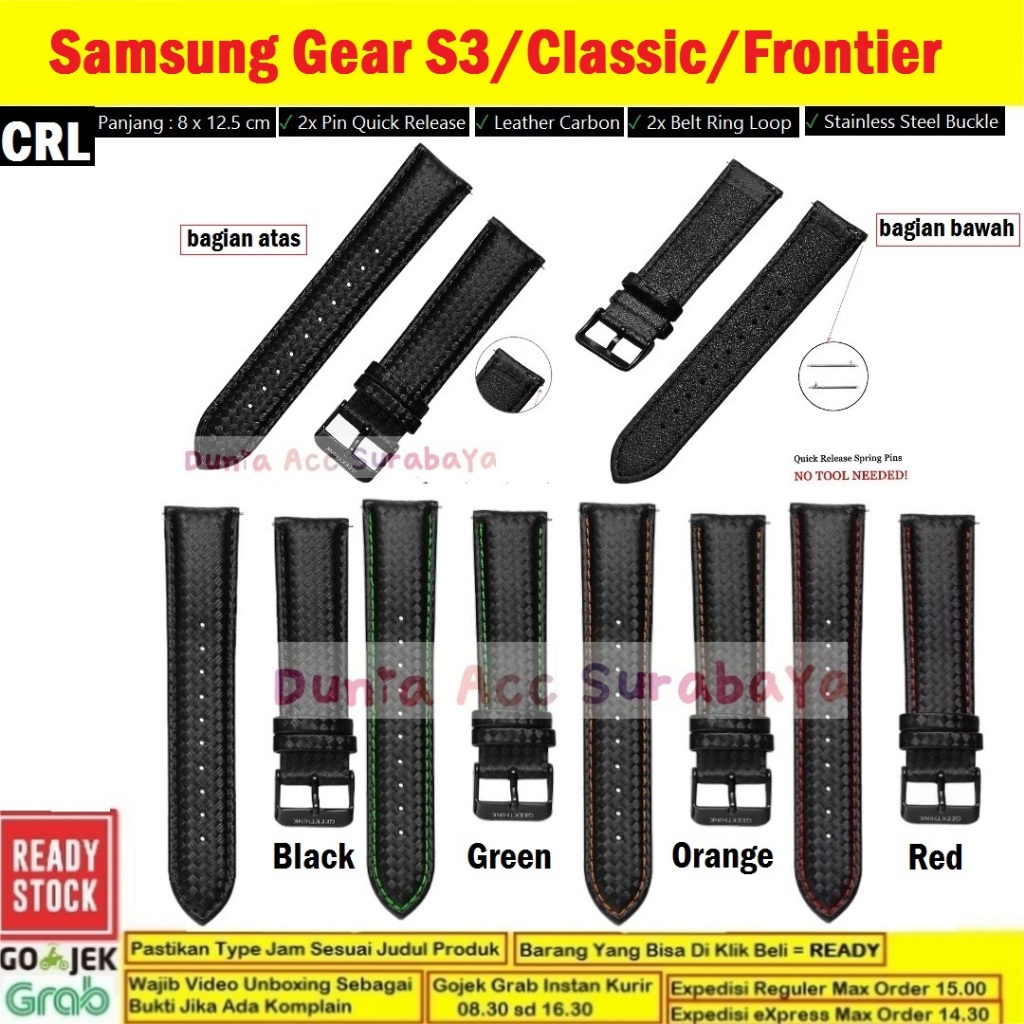สายนาฬิกาข้อมือ สายหนัง คาร์บอน ขนาด 22 มม. สําหรับ Samsung Galaxy Gear S3 S3 Classic S3 Frontier CRL