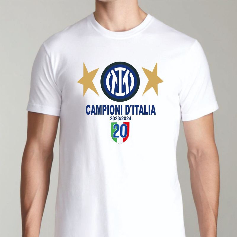 Kaos T shirt camipioni Italia 2024 Scudetto Inter Milan แขนยาวเด็กและ 5XL