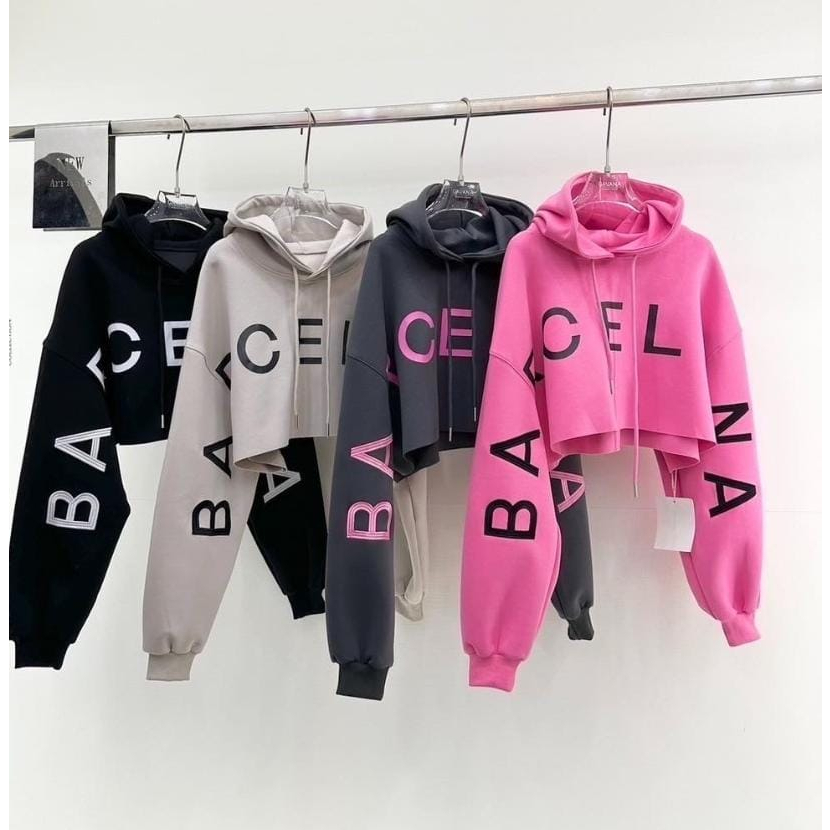 Yr-bacelona Hoodie Crop Basic Women& 39;s Top