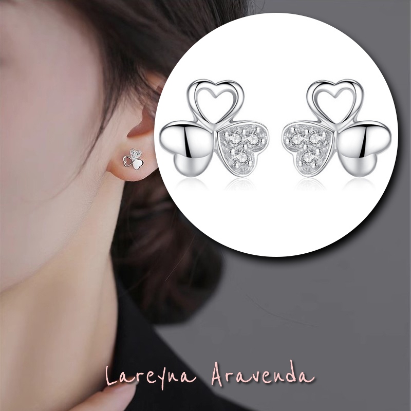 Lareyna Aravenda ต่างหูผู้หญิง S925 อินเทรนด์ Clover คริสตัลสไตล์เกาหลี AT002