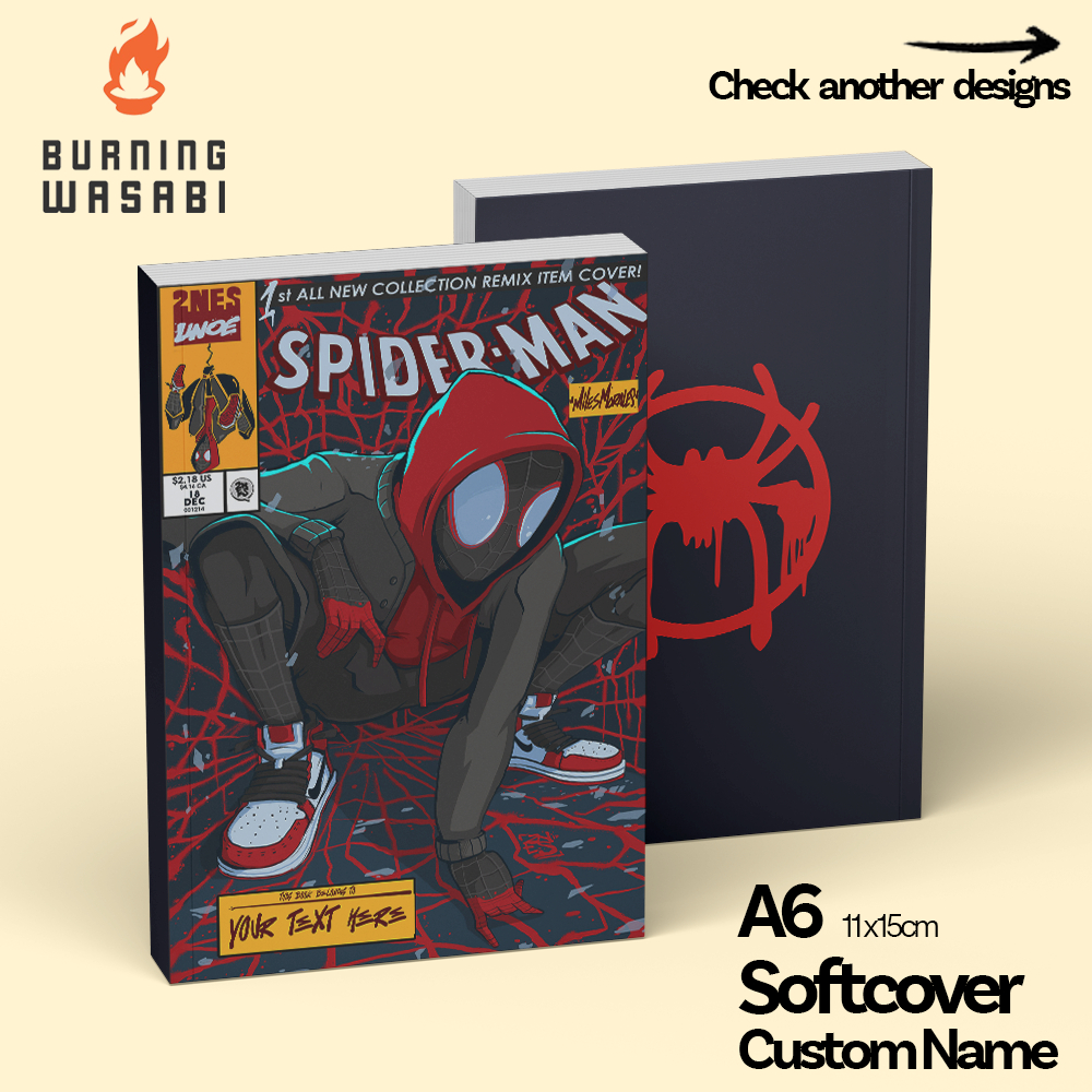 กระเป๋าโน๊ตบุ๊ค Spiderman Ghost Spider Miles Morales Softcover อะนิเมะที่กําหนดเองชื่อ Journal ไดอารี่ Agenda Planner A6 ธรรมดา