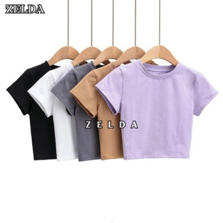 Zelda - Elie Kaos Crop Top Wanita Polos Slim Fit ( CT 001 )