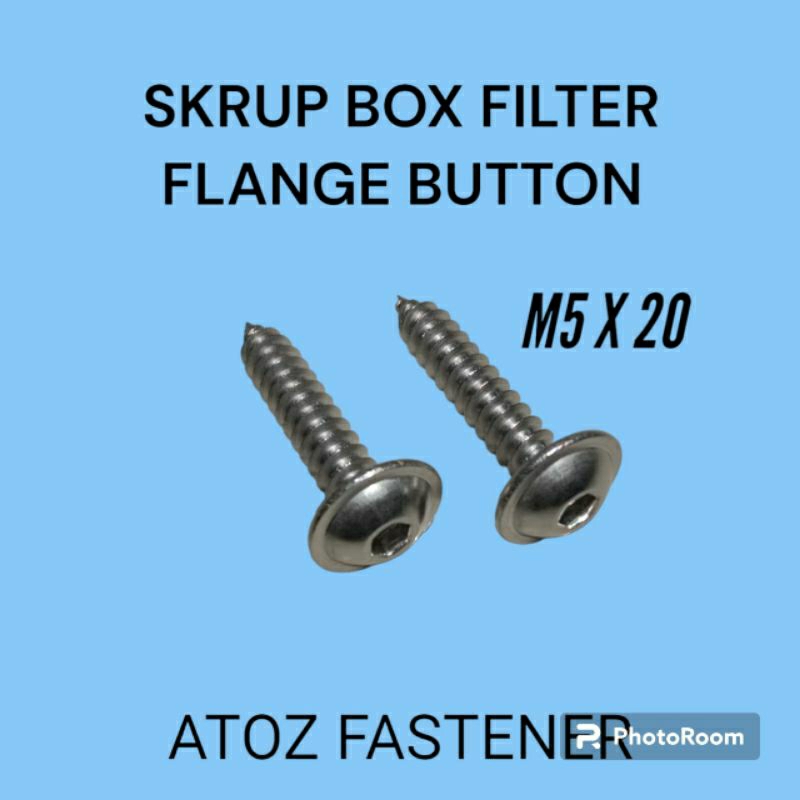 SCREW BOX FILTER M5 X 20 FLANGE ปุ่มสแตนเลส 304.