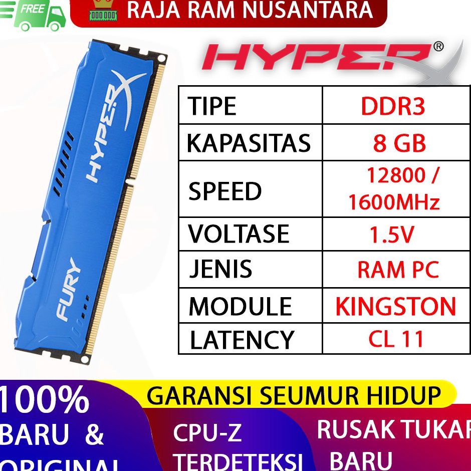 ส ่ งตรง RAM KINGSTON HYPERX FURY GAMING DDR3 8GB 16MHz 128 RAM PC DDR3 8GB