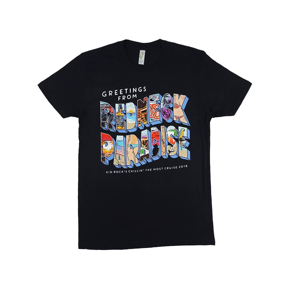 Kid Rock Tee เสื้อยืด Redneck Paradise สีดํา