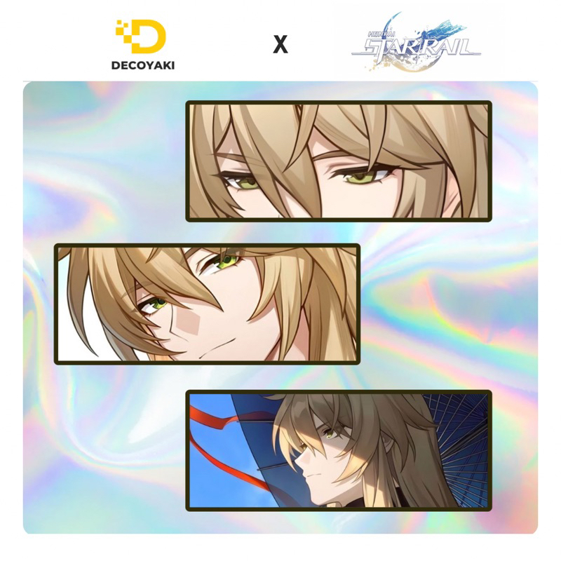 (3ชิ้น) Luocha Honkai Star Rail Hologram Slap Sticker, Luocha Honkai Star Rail Hologram Sticker