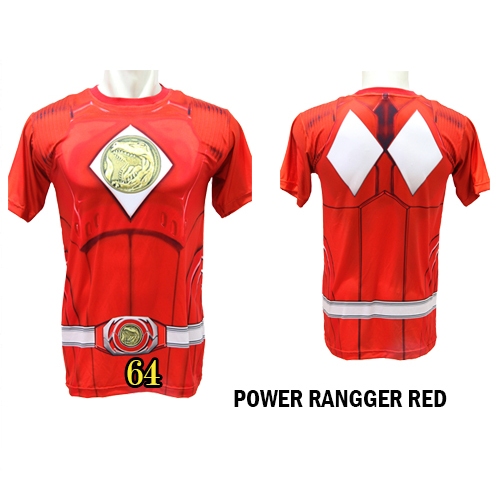 Merah Power Ranger เสื ้ อยืดสีแดงสําหรับเด ็ กและผู ้ ใหญ ่ พิมพ ์ เต ็ มรูปแบบ FPS-64
