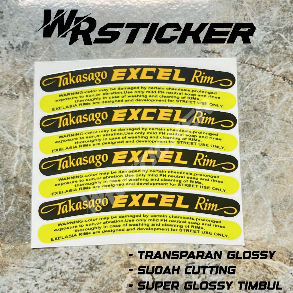 Takasago Excel Rim Asia พิมพ์สติกเกอร์รายชื่อ Takasago Rims โปร่งใส Super Glossy นูน WR
