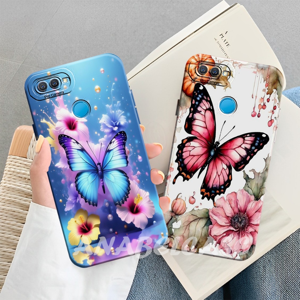 HP Softcase OPPO A5S/A12/ A7/A11K/OPPO F9/REALME 2 PRO Beautiful Elegant Butterfly Wallpaper Motif -
