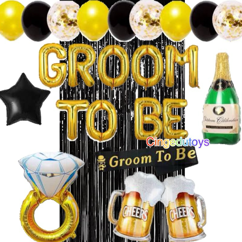 GROOM TO BE แพ็คเกจชุดลูกโป่งสีดําทอง