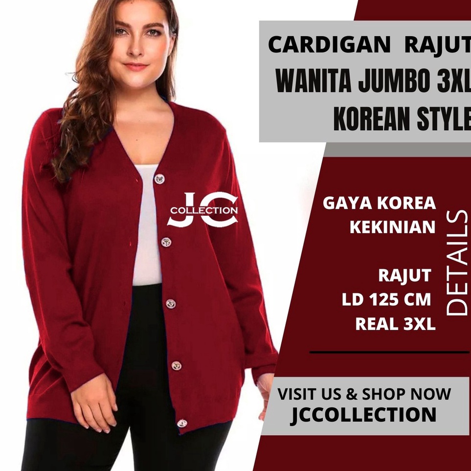 ขายดีที่สุด เสื้อสเวตเตอร์ถักผู้หญิงขนาดใหญ่จัมโบ้ Rika เสื้อคาร์ดิแกนถัก V คอขนาดใหญ่ JCCollections