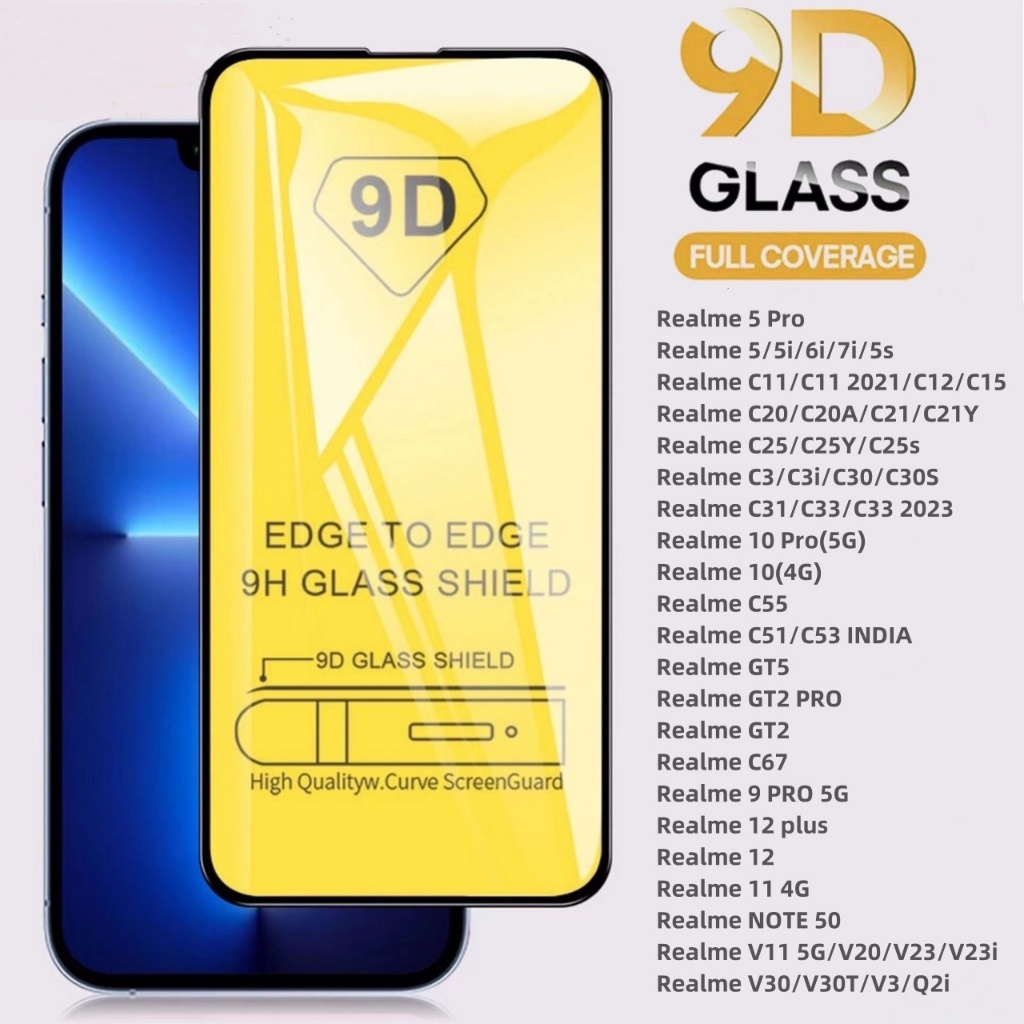 3PCS 9DกระจกนิรภัยRealme C11 5 5i 6i C3 C15 C12 C25 C21Y 10 5Pro C33 C20 C55 C53 C51 C20 C20A C21 C2