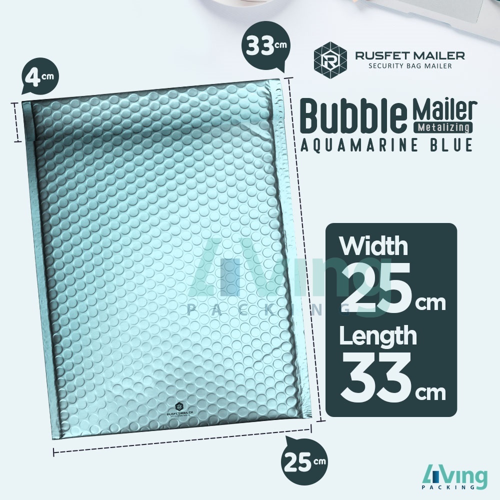 MAILER BUBBLE ENVELOPE 25 X 33 CM ONLINE AQUAMARINE BLUE BUBBLE PACKAGING