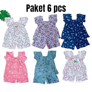 PAKET 6 PCS SETELAN ANAK BAHAN KATUN RAYON USIA 1 BULAN SAMPAI 5 TAHUN RANDOM WARNA