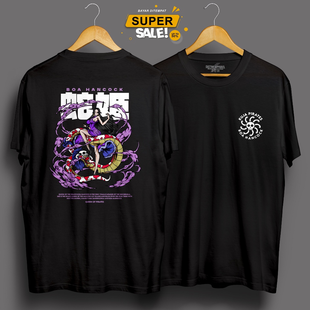 BOA HANCOCK - เสื้อยืดผู้ใหญ่พร้อมอะนิเมะชิ้นเดียว MOTIF OP CHARACTER BOA HANCOCK QUEEN OF PIRATES K