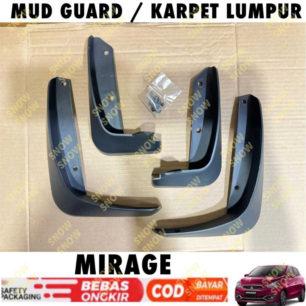 Hitam กันโคลน Mitsubishi Mirage พรมโคลนสีดํา