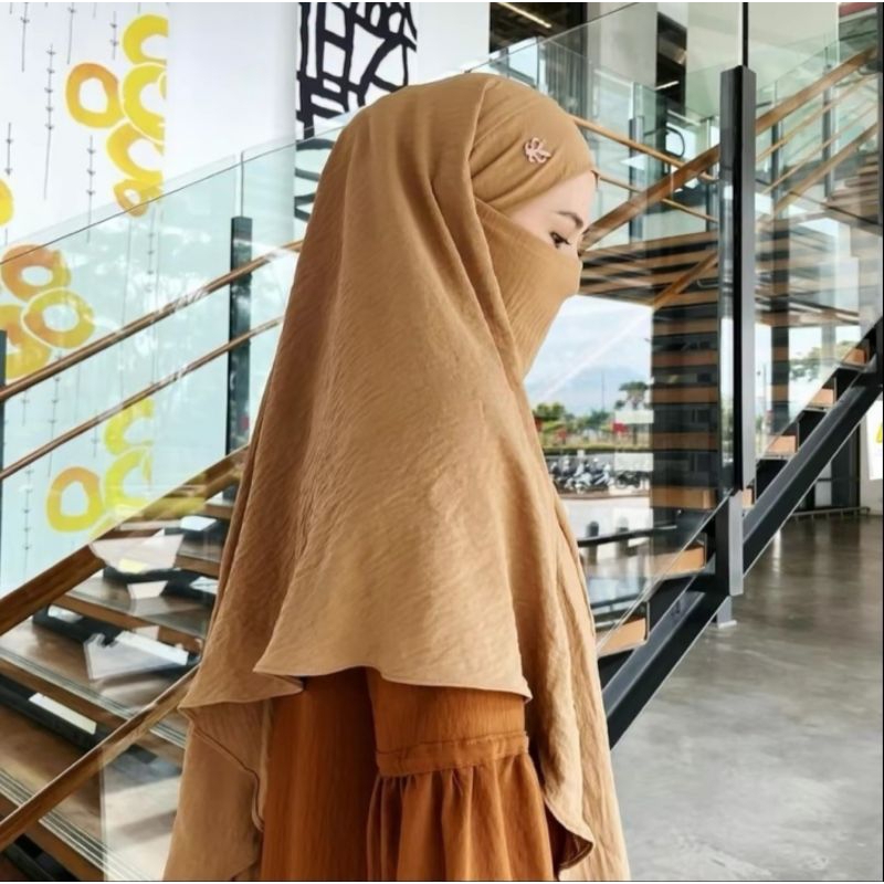 ผ้าคลุม French khimar sharia L uk/85cmx100cm cringkel airflow khimar syari