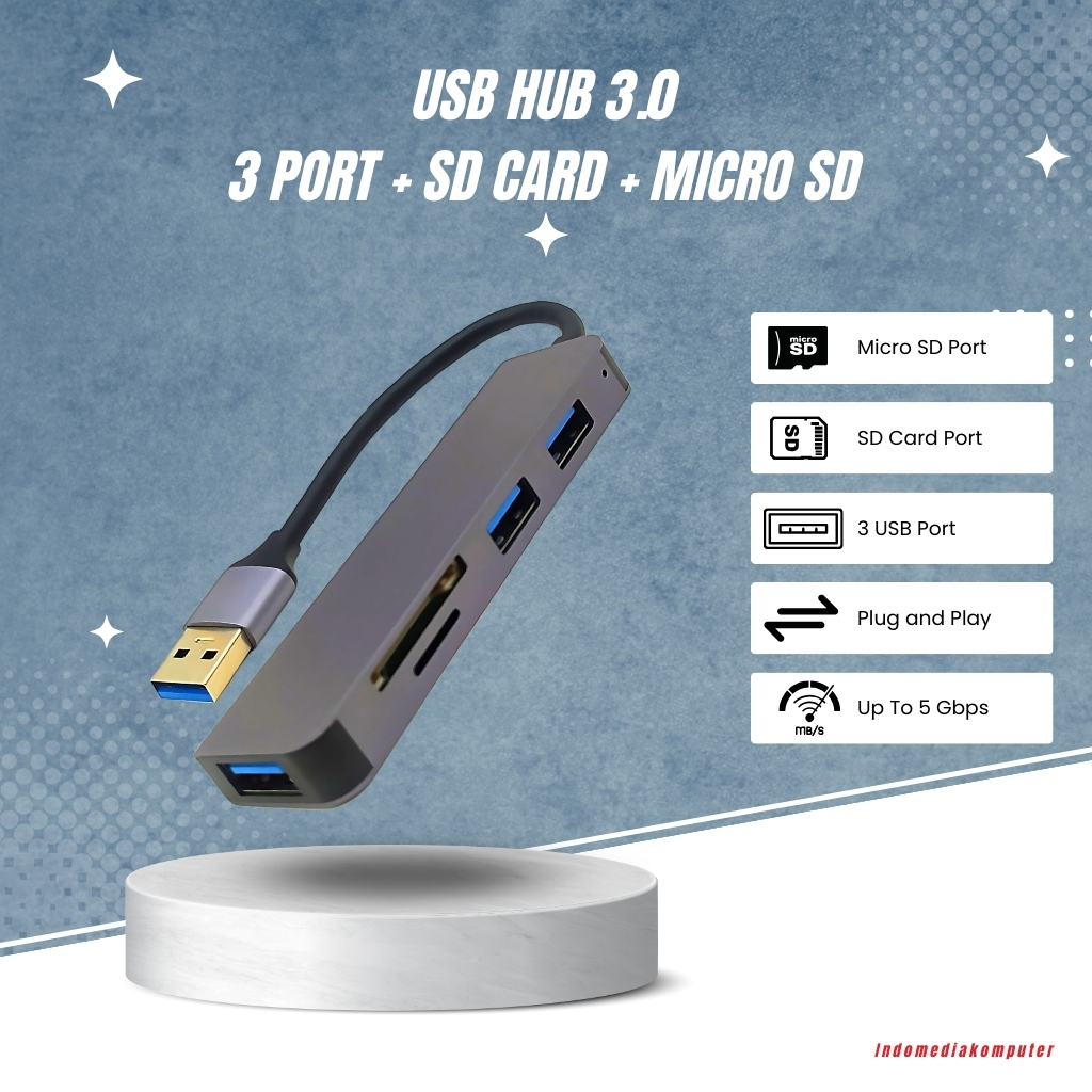 USB HUB 3.0 3 PORT + SD CARD + MICRO SD HUB อะแดปเตอร์ USB 3.0 5IN1 อะแดปเตอร์ USB 5IN1 MICRO SD