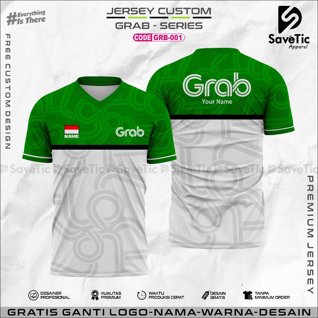 เจอร์ซีย์ GRAB เสื้อยืดพิมพ์เต็ม SUBLIM CUSTOM