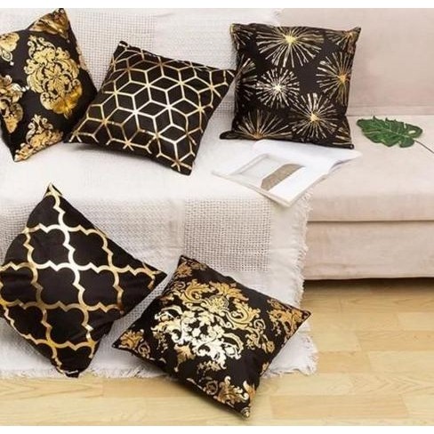 PILLOW CUSHION COVER PREMIUM BLACK GOLD SERIES 45 X 45 - ฝาครอบ PILLOW