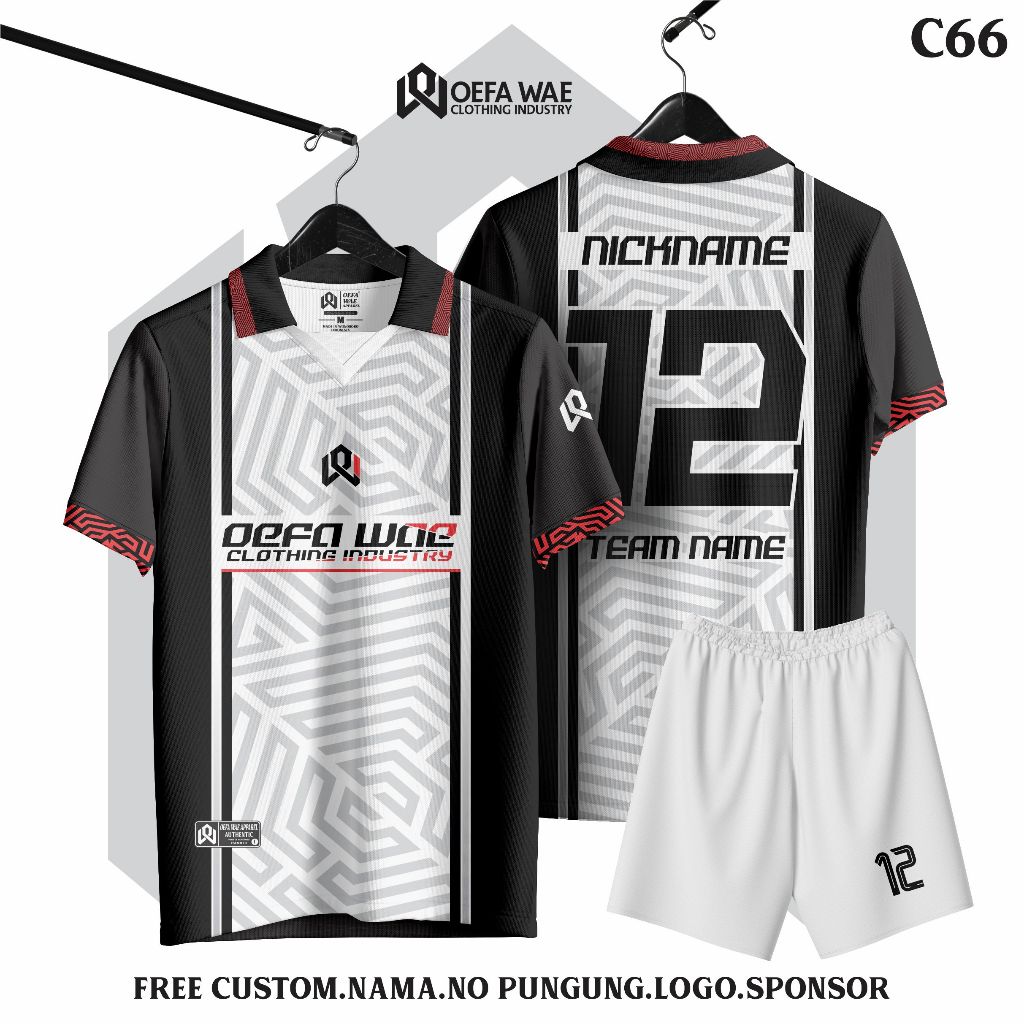 CUSTOM FUTSAL / FOOTBALL JERSEY - Dryfit Premium Fullprinting - C66 เปลี่ยนชื่อและหลังฟรี