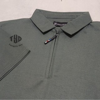 TANGYIA DUO - Kaos Polo Shirt Polos Zipper Abu soft M L XL XXL