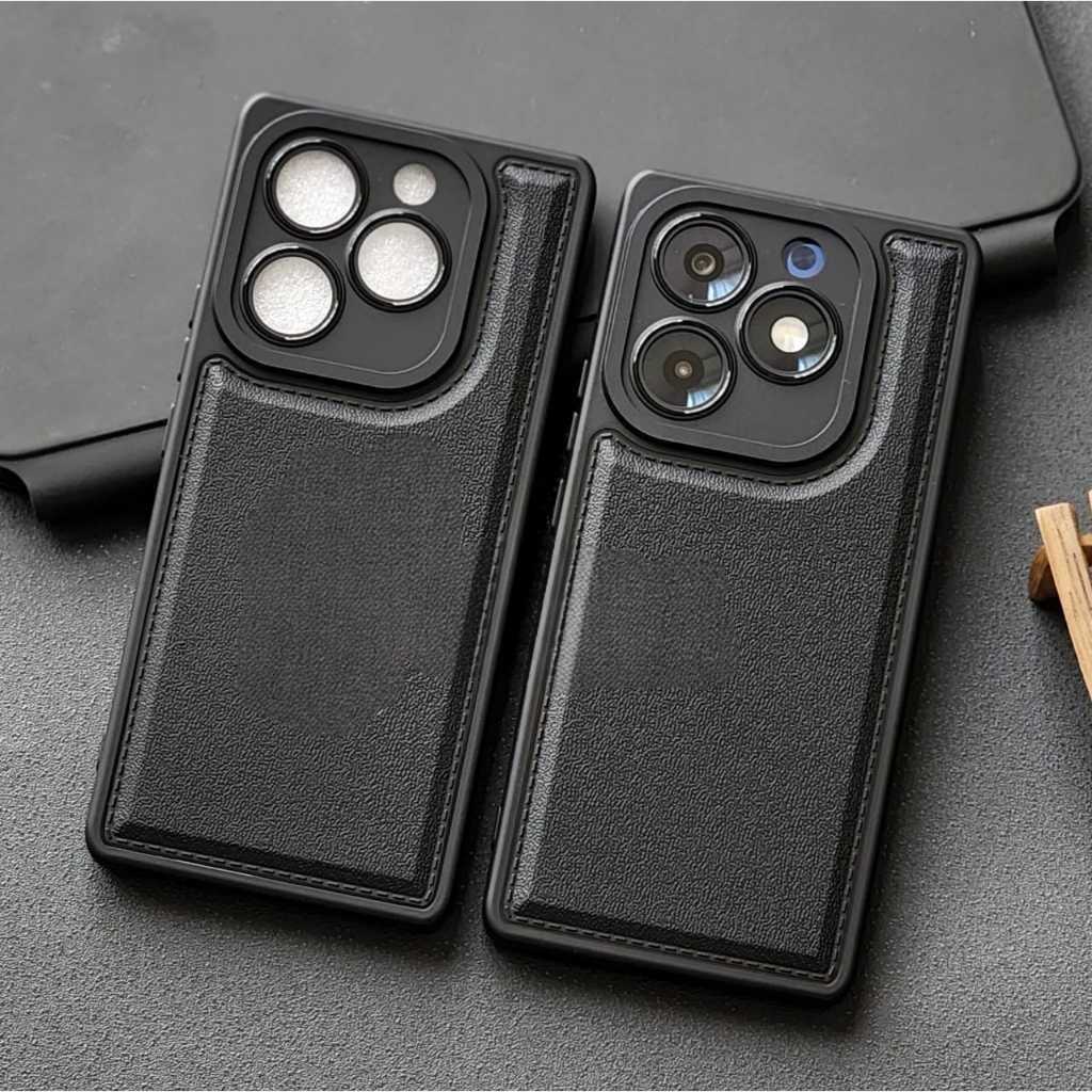 SOFTCASE LEATHER PRO CASE สีดําสําหรับ ITEL S23 / S23+ / A70 / P55 5G / P55 4G - CASING BLACK POLOS 