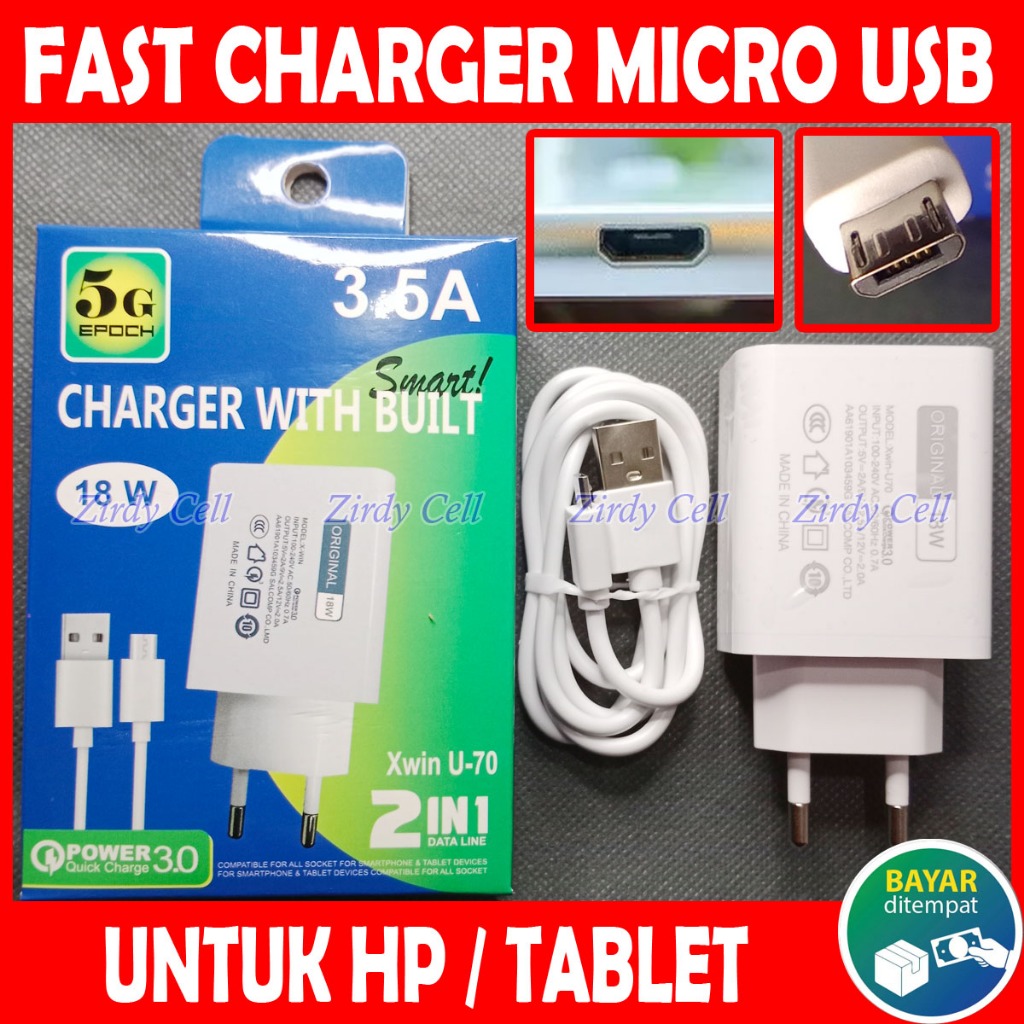 Micro USB Travel Charger สําหรับแท็บเล็ต EVERCOSS AT1C AT1D AT8B AT7H AT8L WINNER TAB S U70A V LITE 