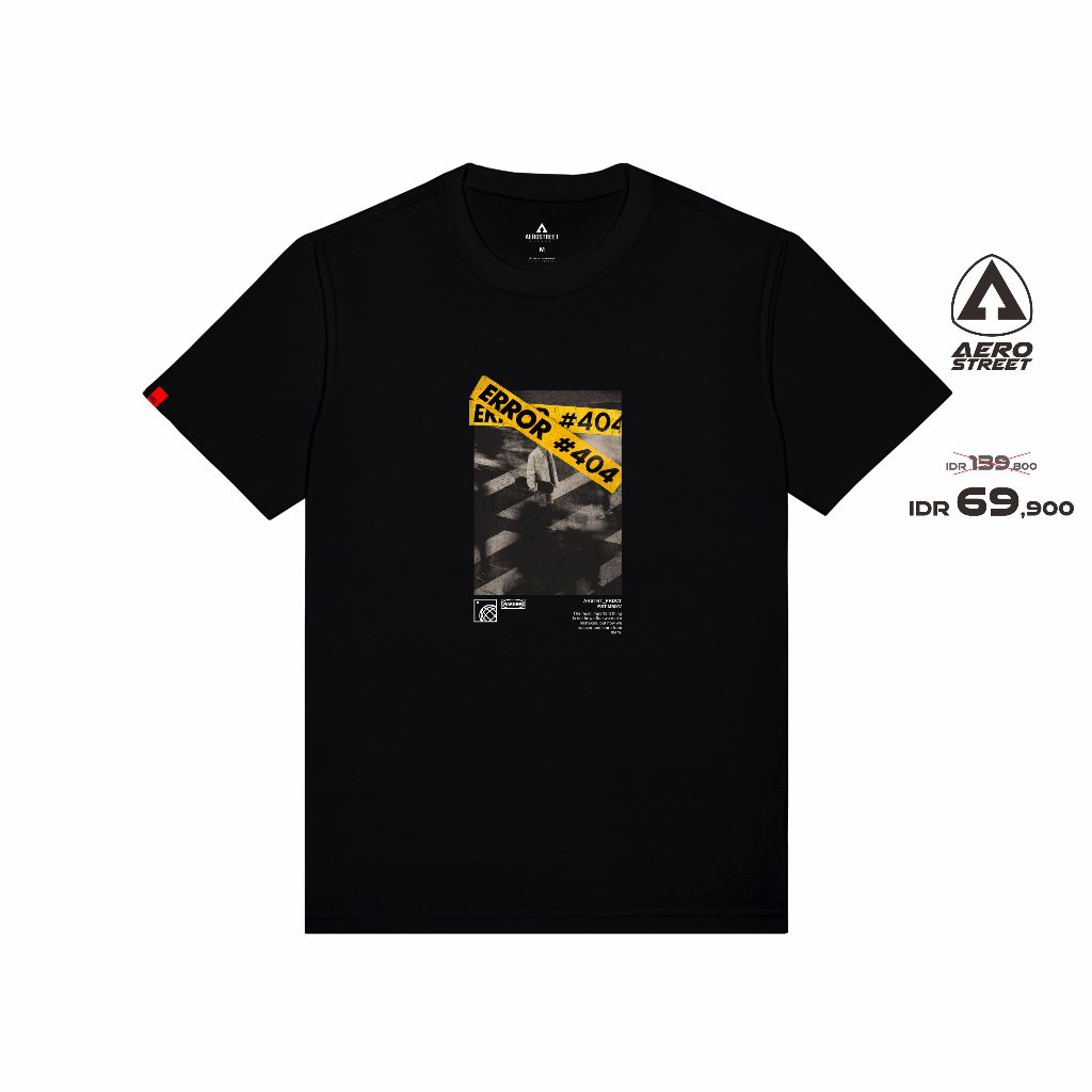 Hitam Aerostreet T Shirt Error เสื้อยืดสีดํา เสื้อยืด AACAA