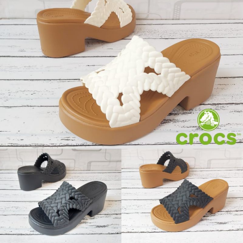 Crocs Brooklynทอผู้หญิงรองเท้าแตะ/รองเท้าแตะรองเท้าส้นเตารีดผู้หญิง/รองเท้าแตะผู้หญิง