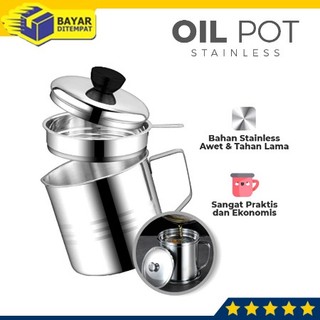 Saringan Minyak Goreng Oil Pot Stainless Gelas Tempat Wadah