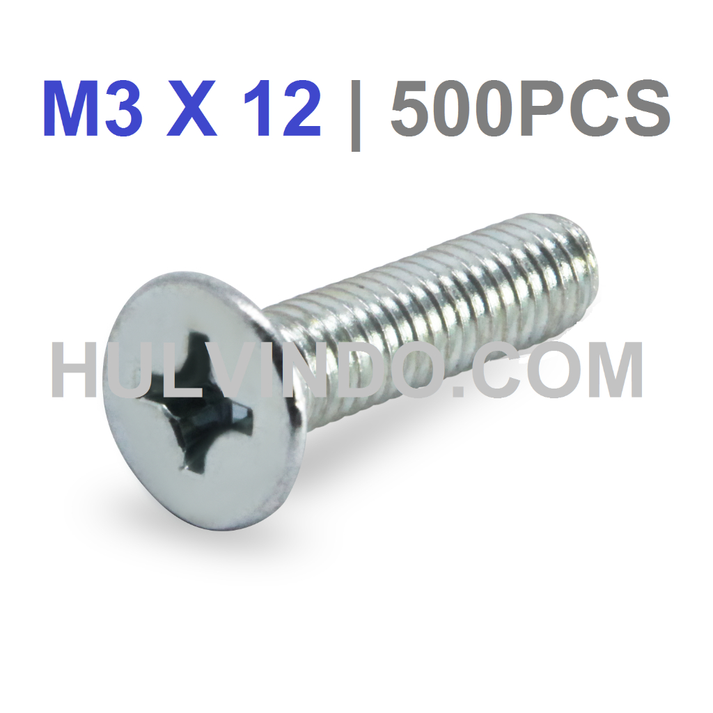 JF FLAT HEAD BOLT M3 X 12 | คอนเทนติส 500 ชิ้น