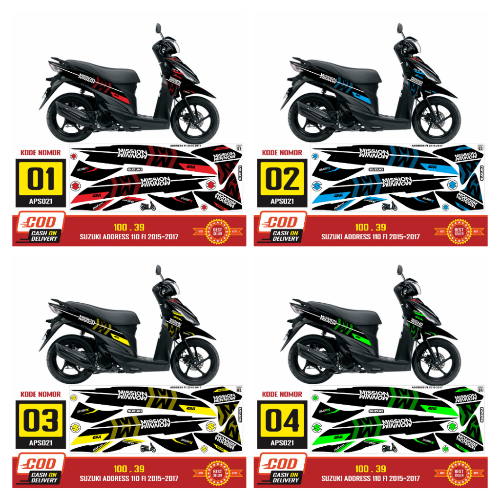 Suzuki Address 110 FI 2015-2017 APS021 Striping Sticker - MW Brangseng Graphic Trim