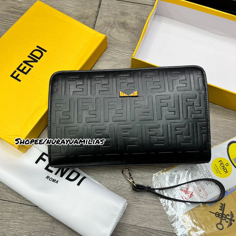 กระเป๋าคลัทช์ผู้ชาย fendi หนังแท้นําเข้าพร้อมรหัสกุญแจ fendi กระเป๋าถือผู้ชายฟรีกล่อง