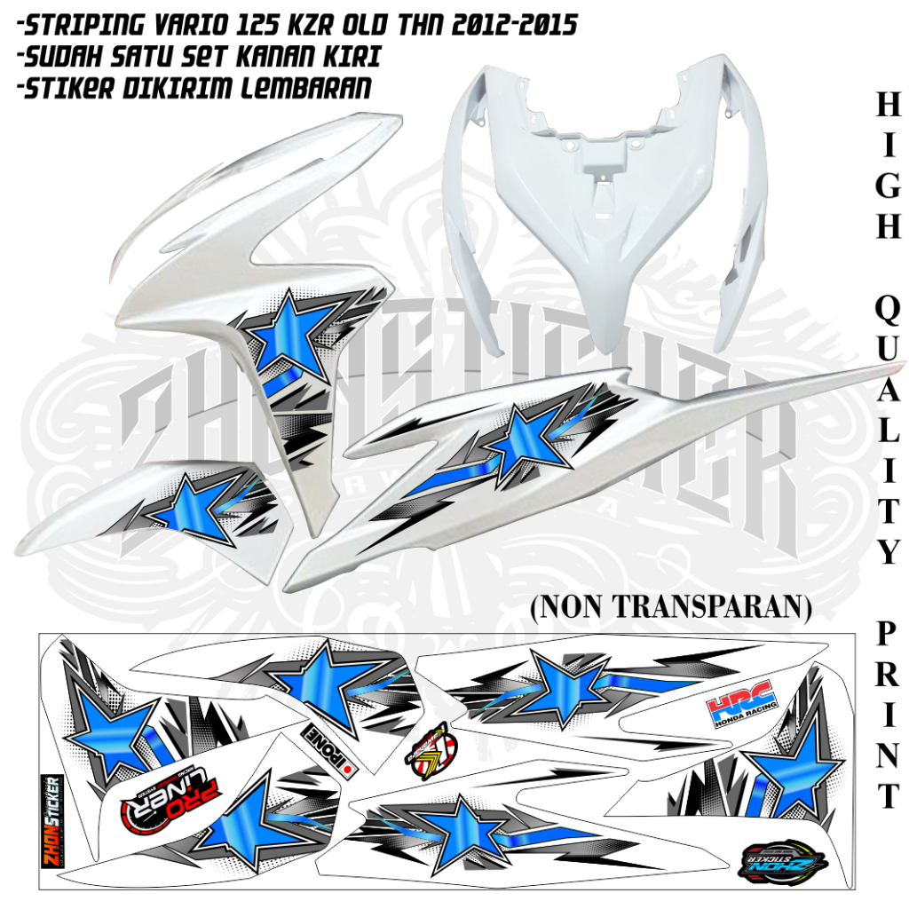Striping Variations Honda Vario 125 KZR OLD 2012-2015 ดีเซล Star Design Simple Elegant รถจักรยานยนต์ Body Pole สติกเกอร์