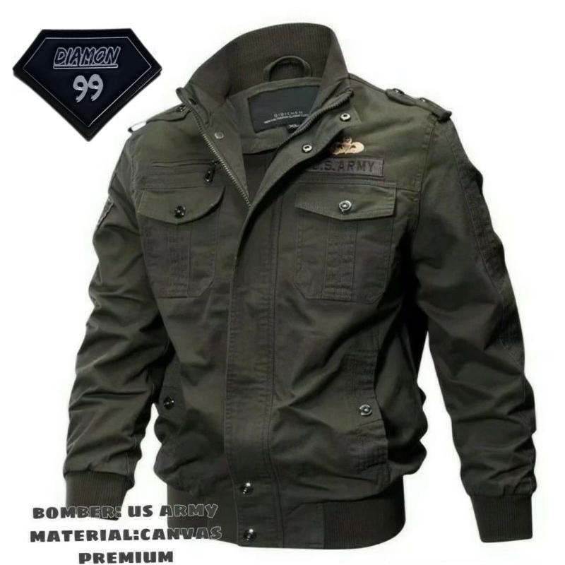 US ARMY BOMBER JACKET // CANFAS BOMBER JACKET // JACKET SUITABLE สําหรับสวมใส่ยาว