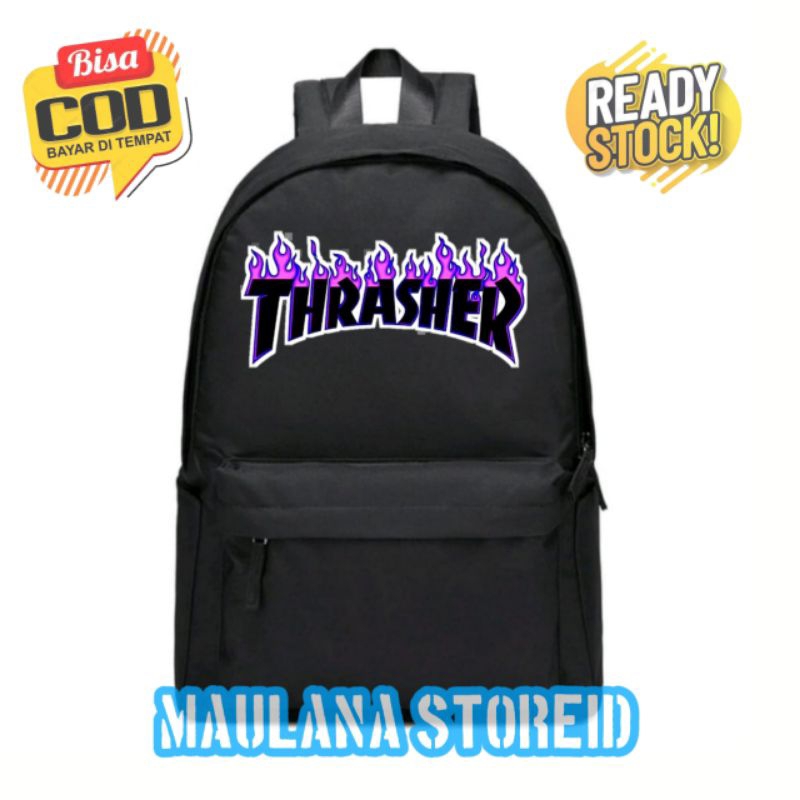 Distro Youth Laptop Backpack with the Thrasher Image - กระเป๋าเป้โรงเรียนสําหรับผู้ใหญ่สําหรับผู้ชาย