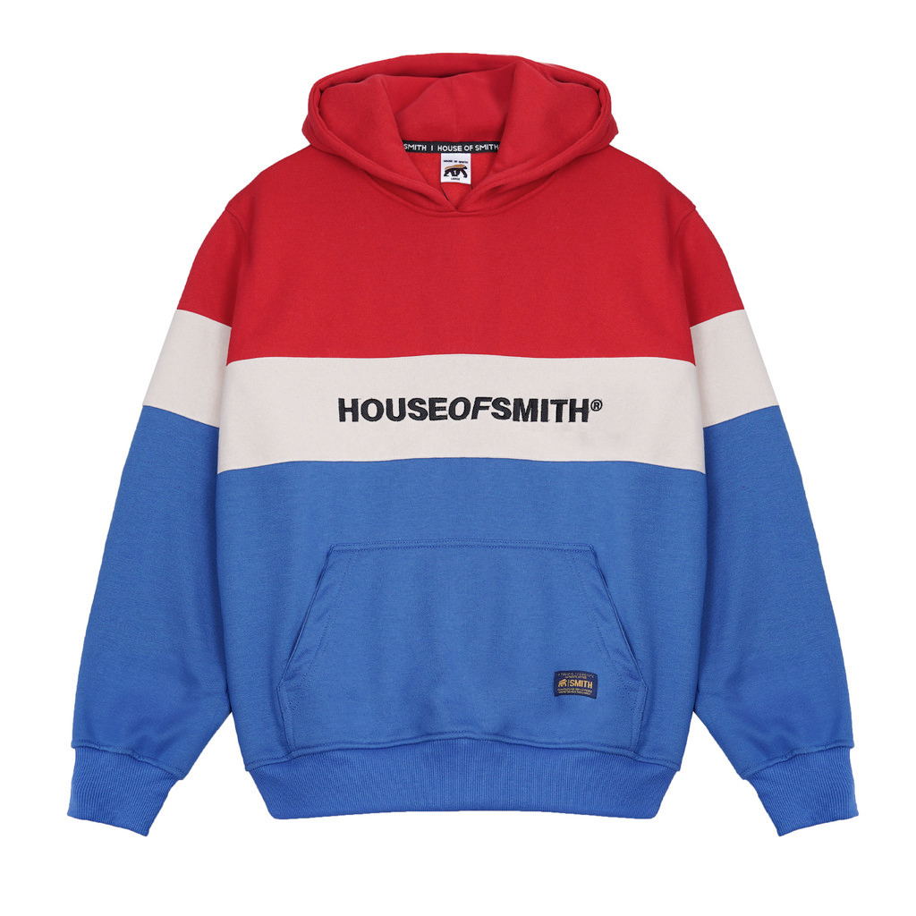 House of Smith Sweater Hoodie Men - Farway Red Cream Blues