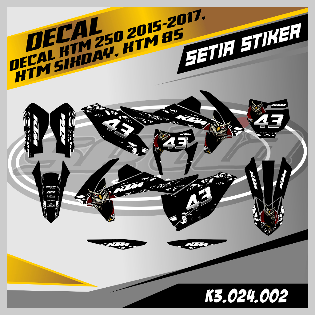 DECAL KTM 250 2015-2017/KTM SIXDAY/KTM 85 DESIGN ฟรี REQUEST CUSTOM ใหม่, สติ๊กเกอร์ KTM, (K3.024.00