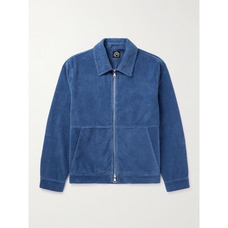 CLOUDY SKY เสื้อแจ็คเก็ตทรงกล่องผ้าลูกฟูกสีกรมท่าสําหรับผู้ชาย