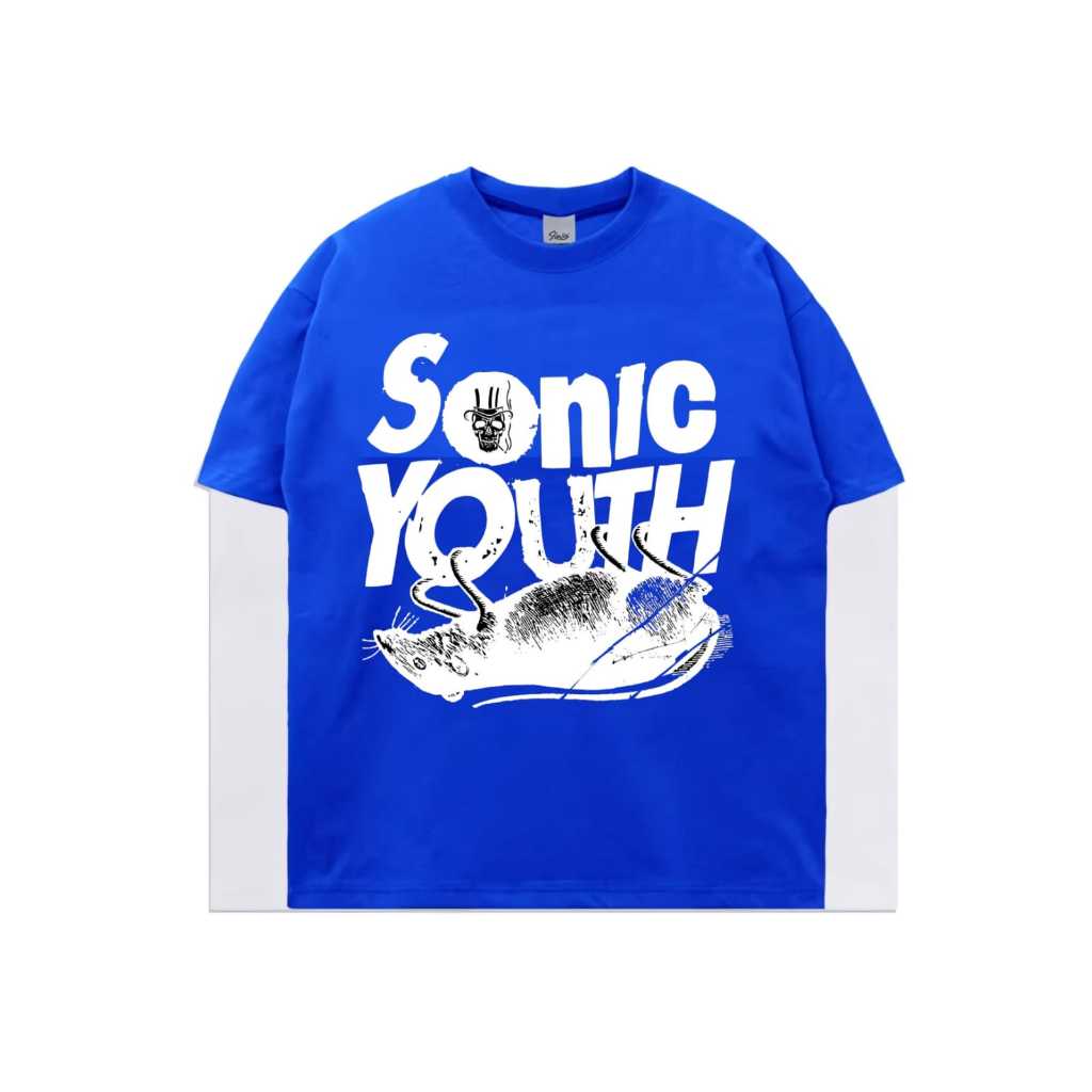 Putih Metaphor Tshirt SONIC YOUTH เสื้อยืดวินเทจสีฟ้าแขนยาวสีขาว