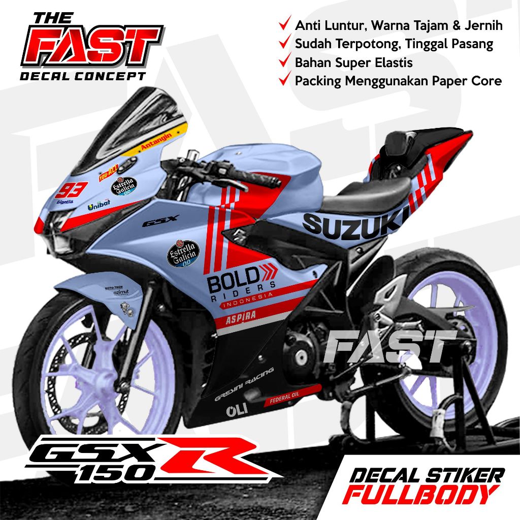 รูปลอก Gsx R150 Full Body Ducati Gressini สติกเกอร์ Gsx R150 Full Body Decal Gsx 150 Full Body Strip