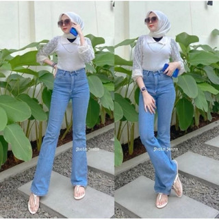 HW Cutbray Jeans Wanita - Celana Cutbray Strecht Kekinian - Cutbray Flared- Streetch Premium Quality