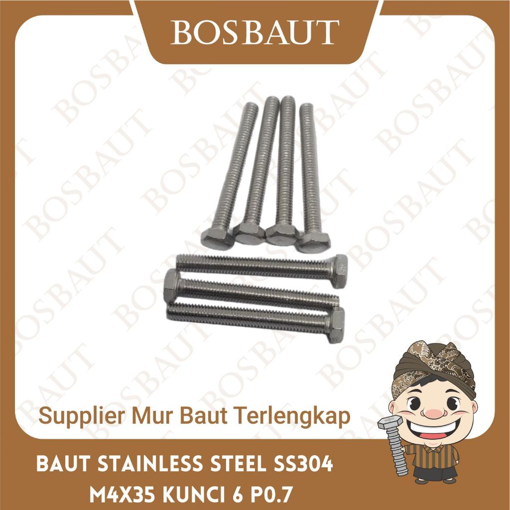 Bolt M4x35 Stainless Steel SS304 (6 คีย์) - B/O SS304 M4X35 P0.7
