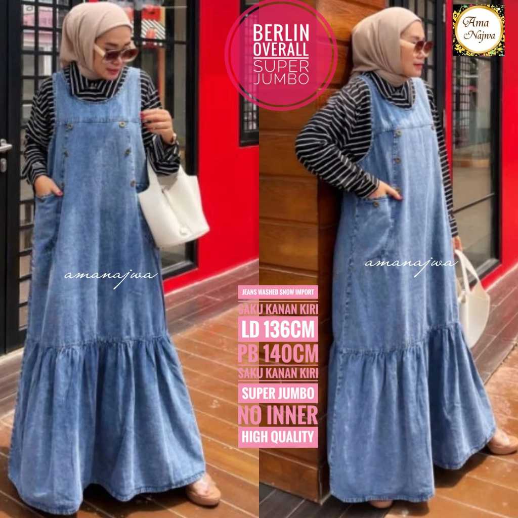 Berlin Overall Jumbo Jeans Ld 135 ใส่ L-XXXL
