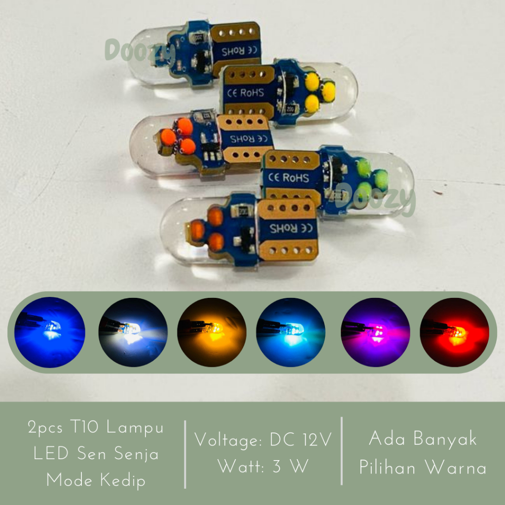 2 ชิ้น T10 ไฟเลี้ยวรถจักรยานยนต์พร้อมโหมดกระพริบ, T10 LED หลายสีตัวเลือก