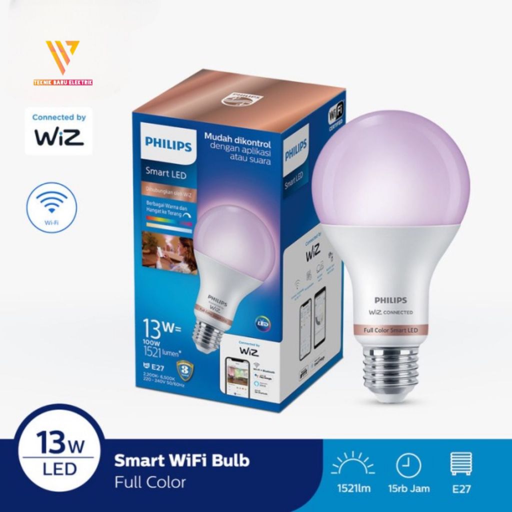 Philips Smart Wi Fi LED Lamp 8W 9W 13W Tunable White Full Color - Putih App wiz Bluetooth WiFi