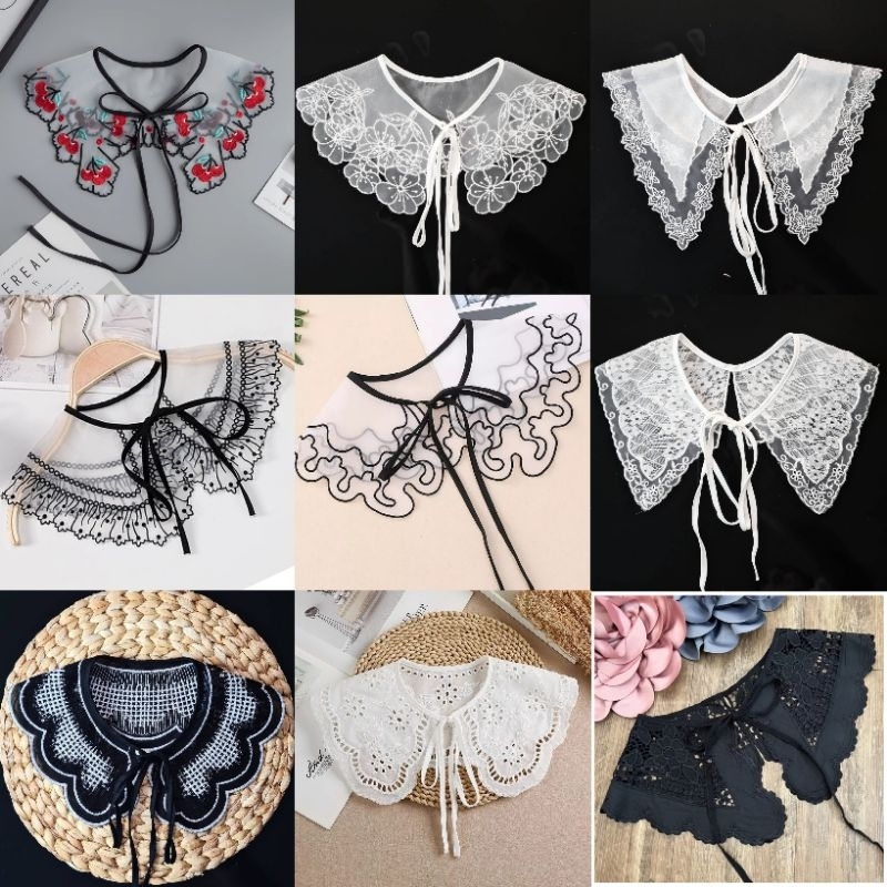 ที่คาดผม lsg ปลอกคอปลอม เครื่องประดับคอปกลูกไม้