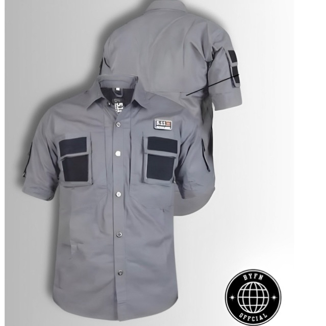 Hitam KEMEJA Pdh Short Sleeve Tactical Work Shirt | Pdl Outdoor Office Uniform สีดํา Ripstop TR