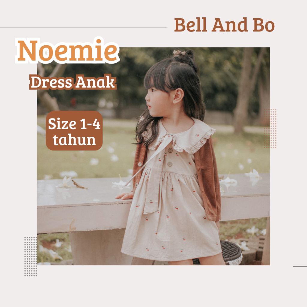 KATUN BELL & BO - NOEMIE เดรสเชอร์รี่สําหรับเด็ก เดรสผ้าฝ้ายสําหรับเด็กผู้หญิง ดูสวย สไตล์เกาหลี
